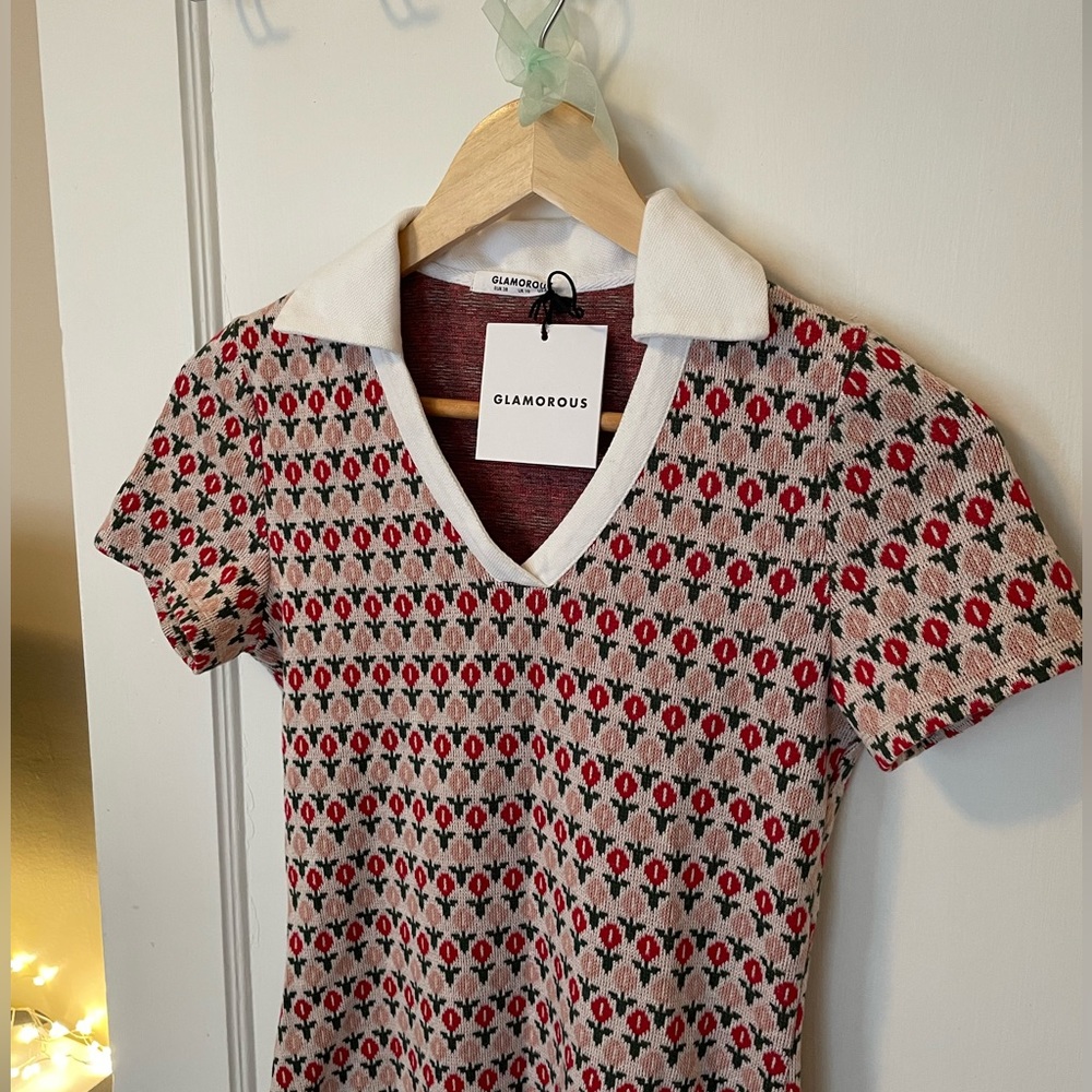 NWT✨Mod Floral Knit Collared Dress - Picture 4 of 5